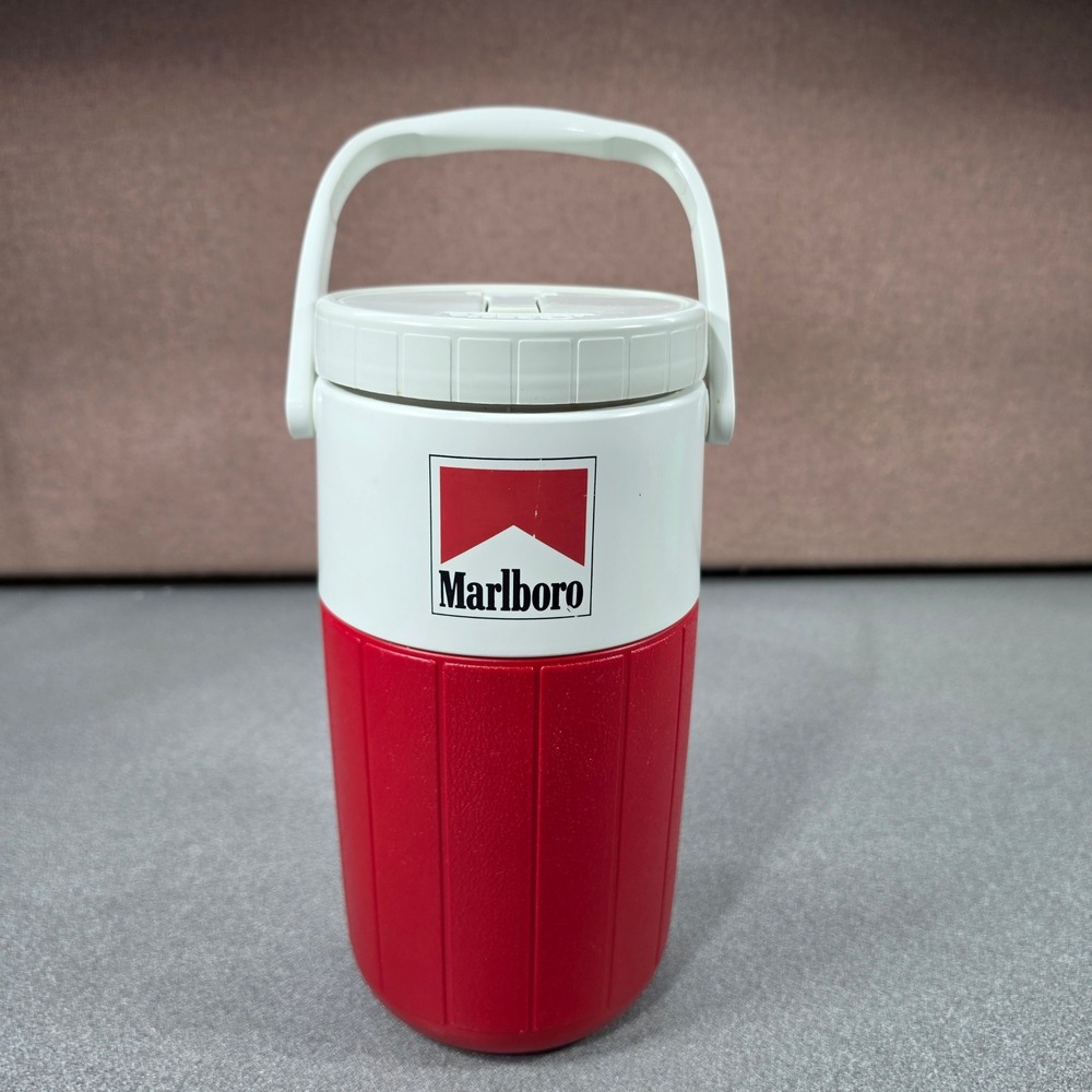 Coleman Marlboro Adventure Team Water Jug Red White Excellent Vintage